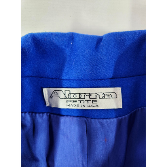 Vintage Alorna Petites Women's Royal Blue Pure Wool Midi Coat, Size 12-14P - Picture 8 of 13